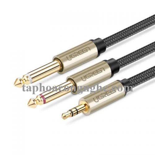 Ugreen 40789 0.5M Màu Đen Cáp âm thanh 2 đầu 6.5mm dương sang 3.5mm dương cao cấp AV126 30040789